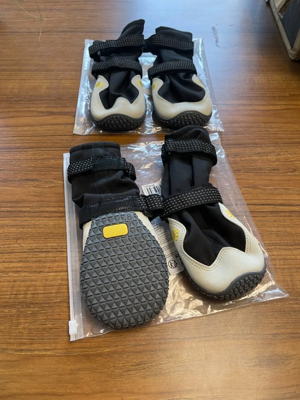 DOG SHOES - Weatherproof/ White and Black/ Rubber Soles